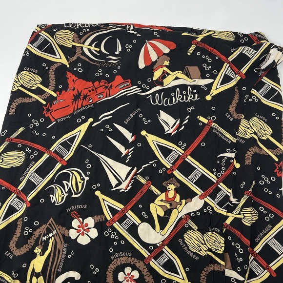 reyn spooner Dresses & Skirts - Vintage Reyn Spooner Womens Skirt Size L Black Tropical Hawaiian Midi Wrap